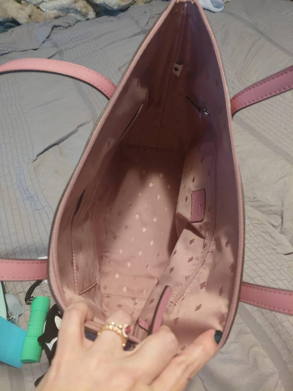 kate spade pink tote with glitter bottom